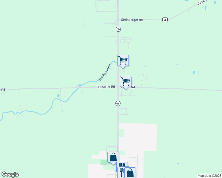 map of restaurants, bars, coffee shops, grocery stores, and more near 23879-23999 Breckler Road in Defiance