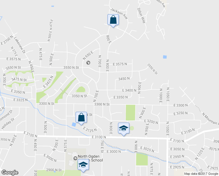 map of restaurants, bars, coffee shops, grocery stores, and more near 808 East 3400 North in Ogden