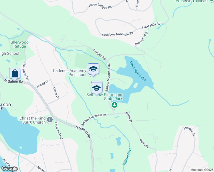 map of restaurants, bars, coffee shops, grocery stores, and more near 115 Barlow Mountain Road in Ridgefield