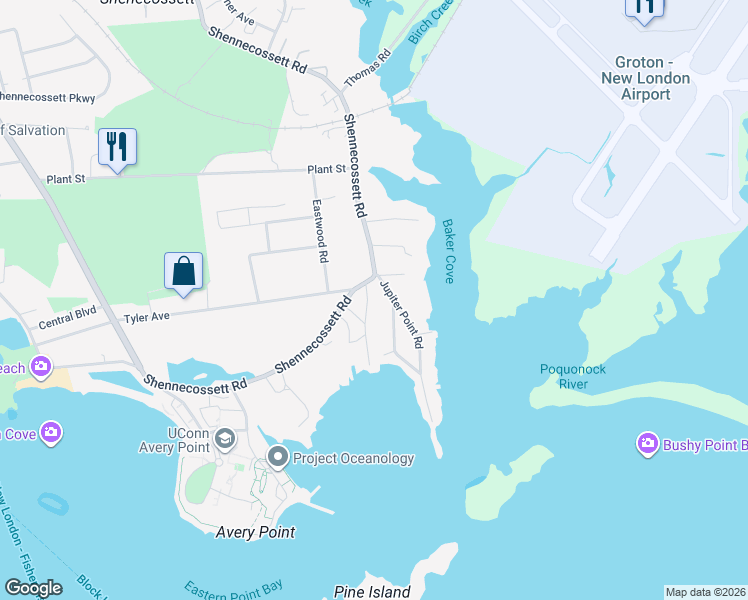 map of restaurants, bars, coffee shops, grocery stores, and more near in Groton