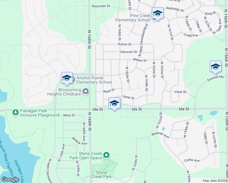 map of restaurants, bars, coffee shops, grocery stores, and more near 16603 Read Street in Bennington