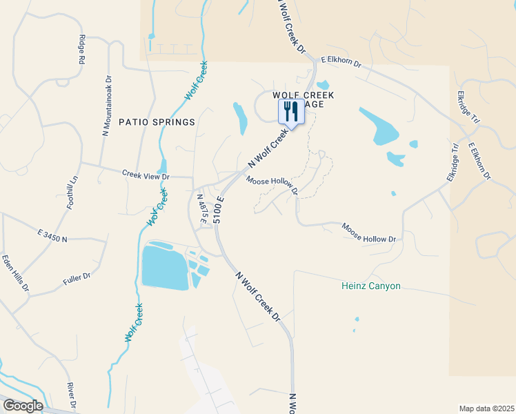 map of restaurants, bars, coffee shops, grocery stores, and more near 3521 North Fox Run Drive in Eden