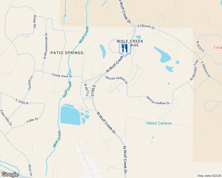 map of restaurants, bars, coffee shops, grocery stores, and more near 3521 North Fox Run Drive in Eden