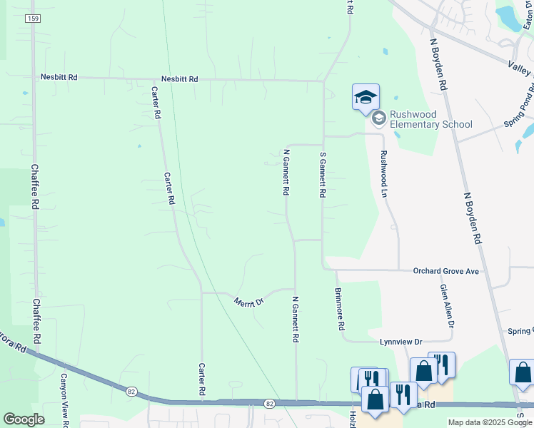 map of restaurants, bars, coffee shops, grocery stores, and more near 7878 North Gannett Road in Northfield