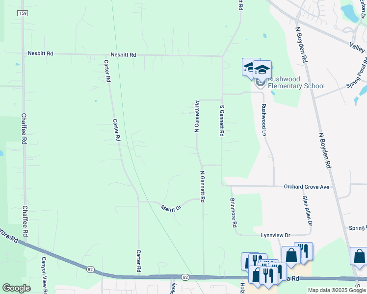 map of restaurants, bars, coffee shops, grocery stores, and more near 7878 North Gannett Road in Northfield