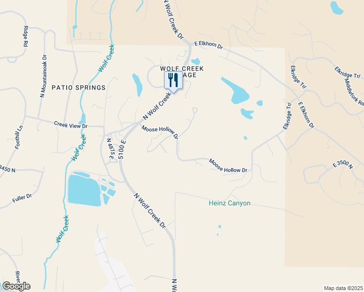 map of restaurants, bars, coffee shops, grocery stores, and more near 3509 Moosehollow Drive in Eden