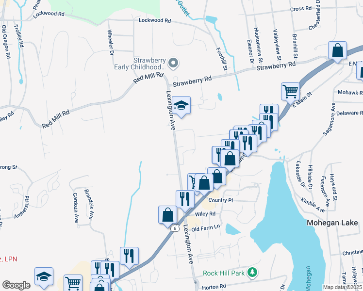 map of restaurants, bars, coffee shops, grocery stores, and more near 3479 Lexington Avenue in Mohegan Lake