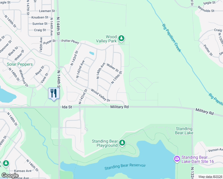 map of restaurants, bars, coffee shops, grocery stores, and more near 13907 Iowa Street in Omaha
