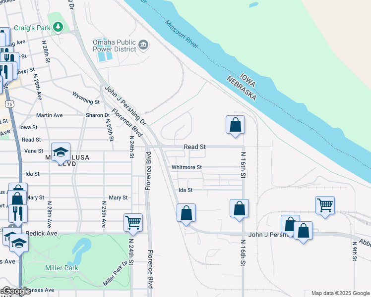 map of restaurants, bars, coffee shops, grocery stores, and more near 2003 Read Street in Omaha