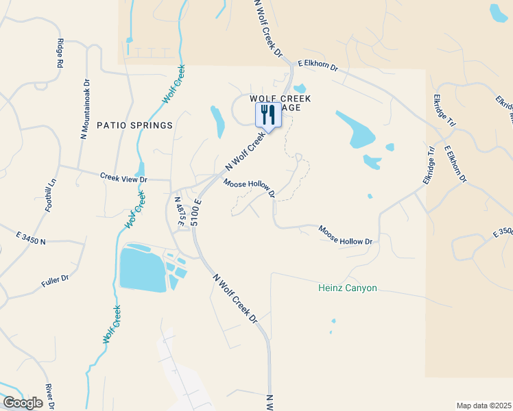 map of restaurants, bars, coffee shops, grocery stores, and more near 3537 North Fox Run Drive in Eden
