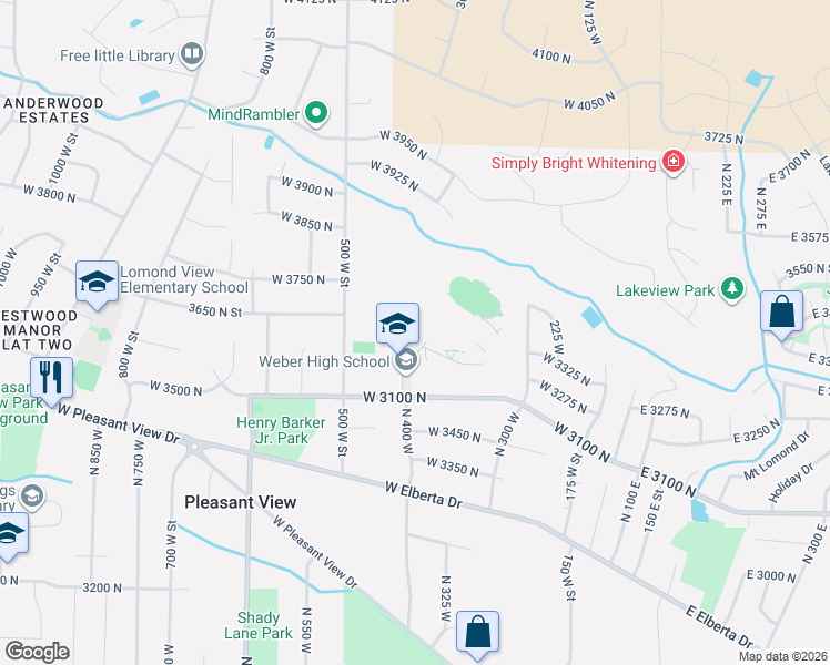 map of restaurants, bars, coffee shops, grocery stores, and more near 3650 North 500 West in Pleasant View