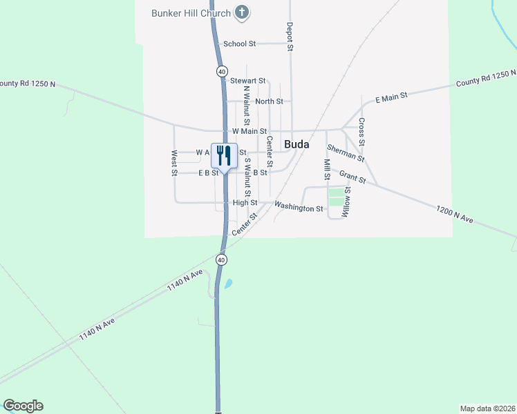 map of restaurants, bars, coffee shops, grocery stores, and more near 227 High Street in Buda