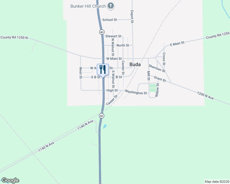 map of restaurants, bars, coffee shops, grocery stores, and more near 227 High Street in Buda