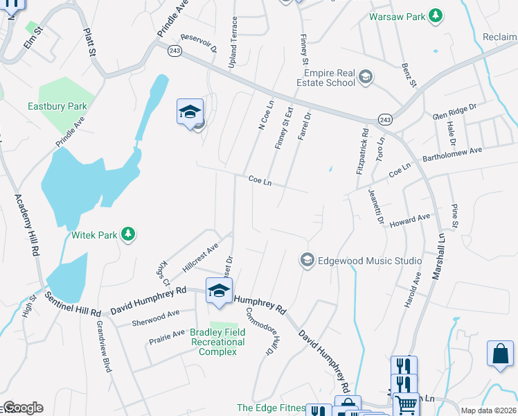 map of restaurants, bars, coffee shops, grocery stores, and more near 8 Lilac Circle in Derby