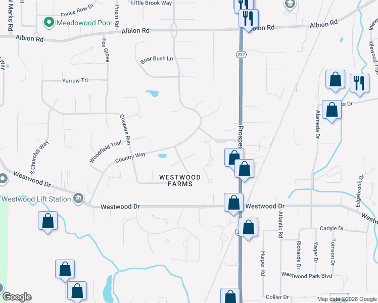 map of restaurants, bars, coffee shops, grocery stores, and more near 21733 Country Way in Strongsville