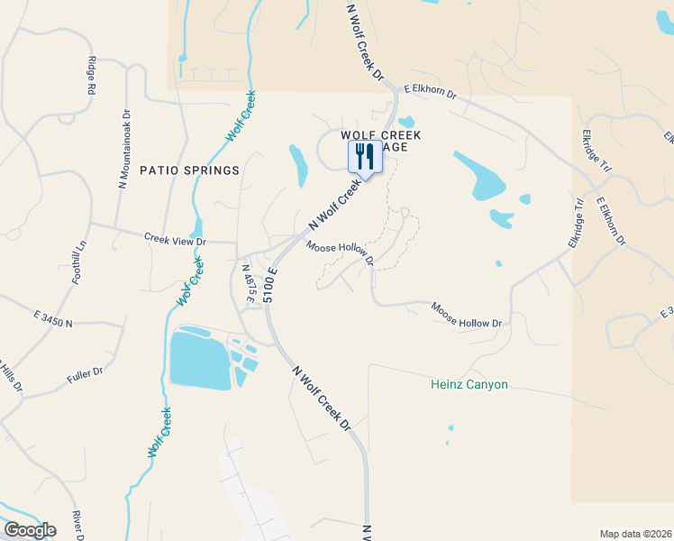 map of restaurants, bars, coffee shops, grocery stores, and more near 3537 North Fox Run Drive in Eden