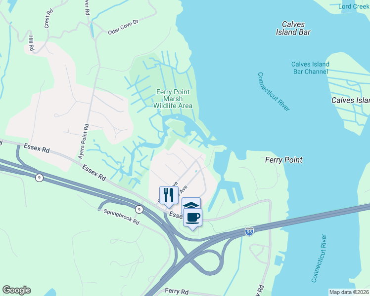 map of restaurants, bars, coffee shops, grocery stores, and more near 10 4th Avenue in Old Saybrook