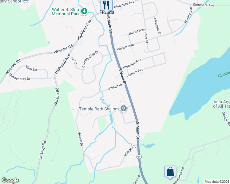 map of restaurants, bars, coffee shops, grocery stores, and more near 124 South Main Street in Florida