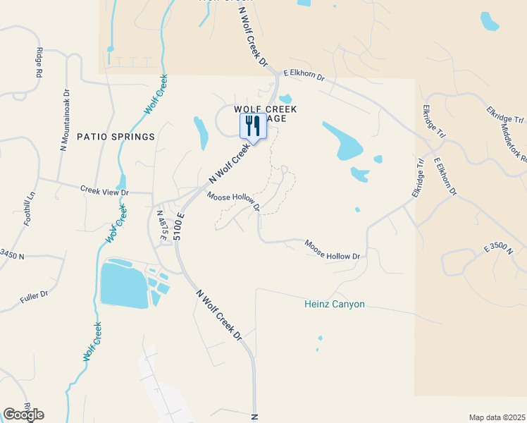 map of restaurants, bars, coffee shops, grocery stores, and more near 3509 Moosehollow Drive in Eden