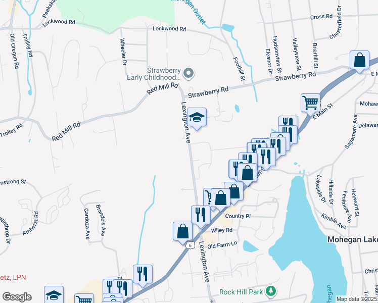 map of restaurants, bars, coffee shops, grocery stores, and more near 3479 Lexington Avenue in Mohegan Lake