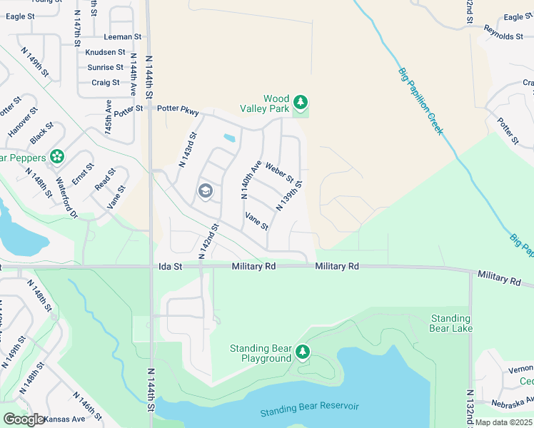 map of restaurants, bars, coffee shops, grocery stores, and more near 13907 Iowa Street in Omaha