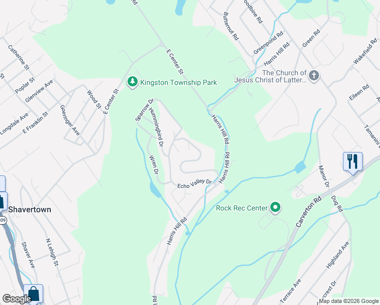 map of restaurants, bars, coffee shops, grocery stores, and more near 301-331 Echo Valley Drive in Luzerne