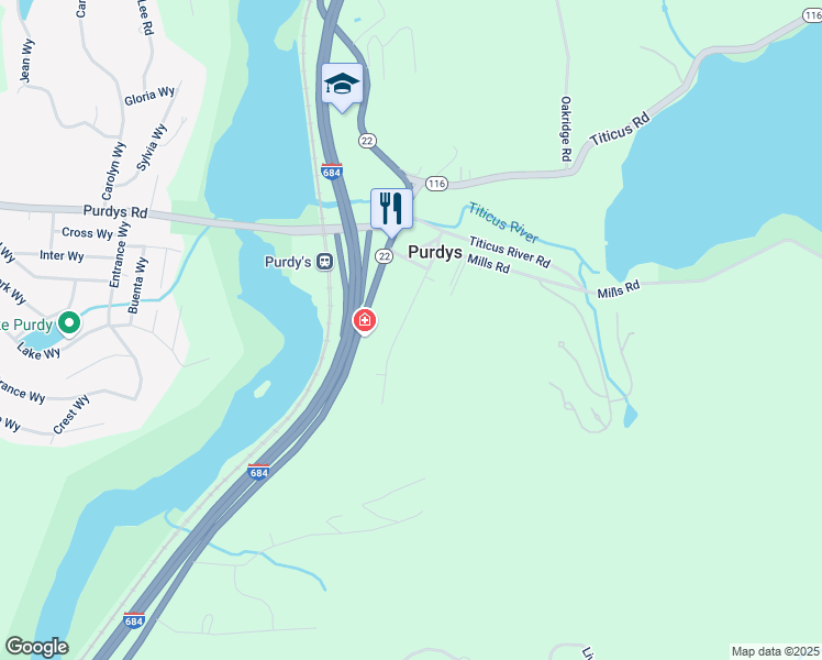 map of restaurants, bars, coffee shops, grocery stores, and more near 16 1st Street in Putnam Valley
