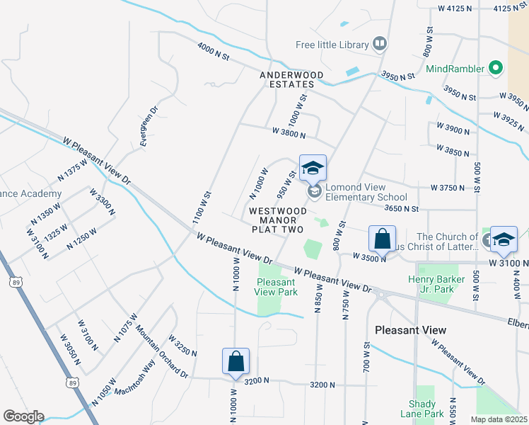 map of restaurants, bars, coffee shops, grocery stores, and more near 3565 North 950 West in Pleasant View
