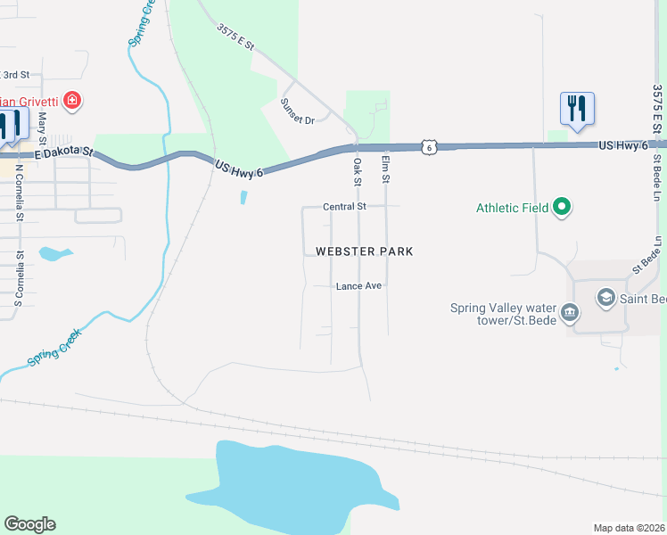 map of restaurants, bars, coffee shops, grocery stores, and more near 305 Prairie Street in Spring Valley