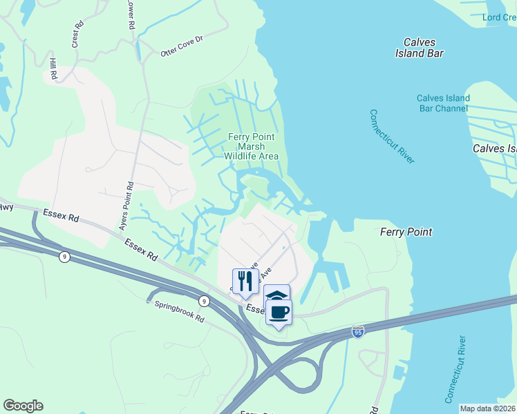 map of restaurants, bars, coffee shops, grocery stores, and more near 16 4th Avenue in Old Saybrook