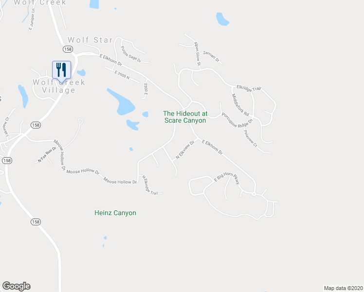 map of restaurants, bars, coffee shops, grocery stores, and more near 3565 North Elkview Drive in Eden