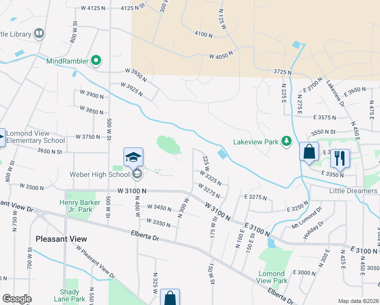 map of restaurants, bars, coffee shops, grocery stores, and more near 3369 North 250 West in Ogden