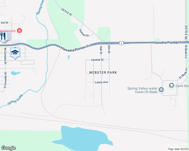 map of restaurants, bars, coffee shops, grocery stores, and more near 305 Prairie Street in Spring Valley