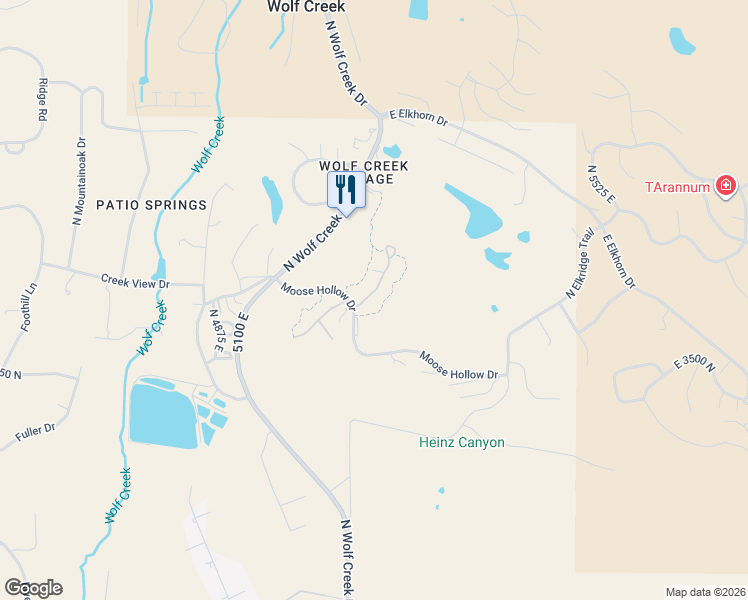 map of restaurants, bars, coffee shops, grocery stores, and more near 3598 North Huntsman Pth in Eden
