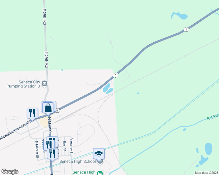 map of restaurants, bars, coffee shops, grocery stores, and more near 366 East Jackson Street in Seneca
