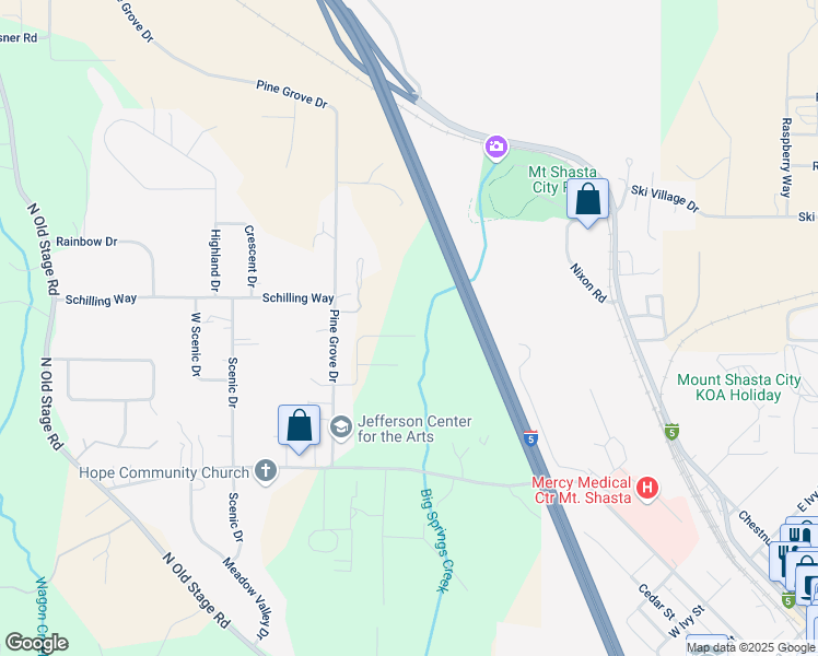 map of restaurants, bars, coffee shops, grocery stores, and more near 1224-1226 Hoyt Road in Mount Shasta