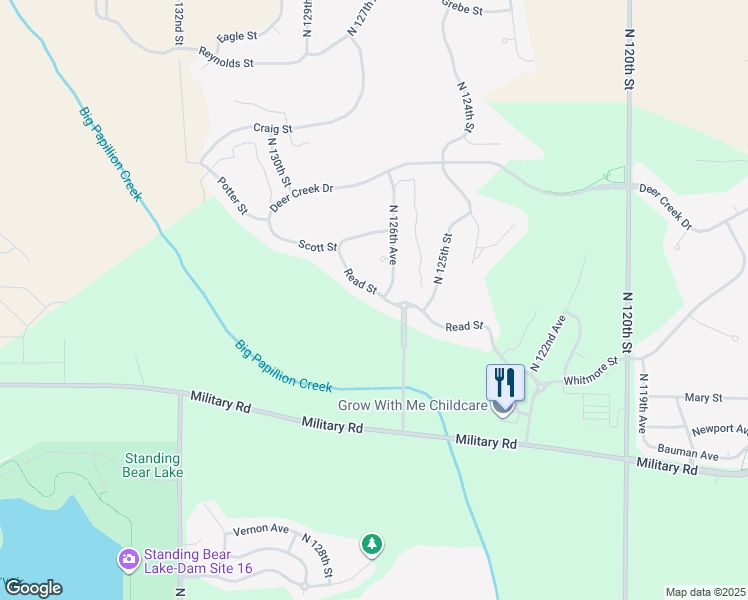 map of restaurants, bars, coffee shops, grocery stores, and more near 12617 Read Street in Omaha