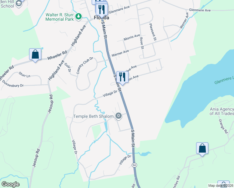 map of restaurants, bars, coffee shops, grocery stores, and more near 124 South Main Street in Florida