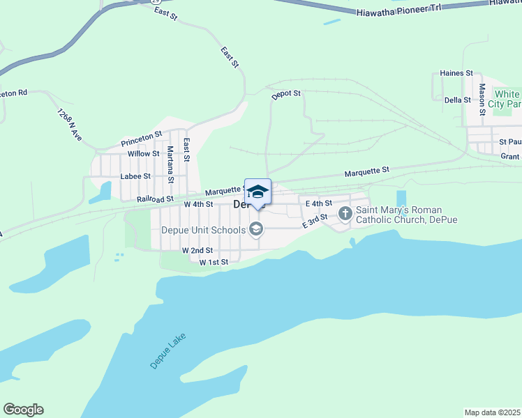 map of restaurants, bars, coffee shops, grocery stores, and more near in DePue