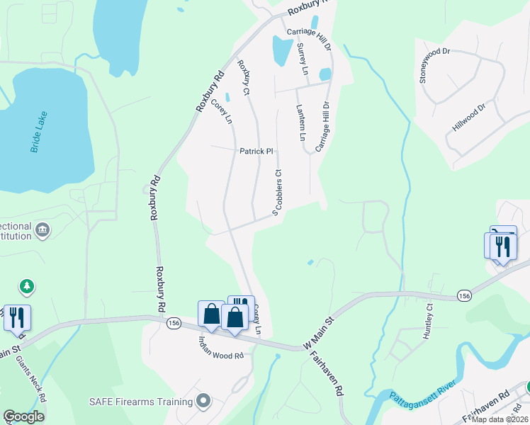 map of restaurants, bars, coffee shops, grocery stores, and more near 21 South Cobblers Court in East Lyme
