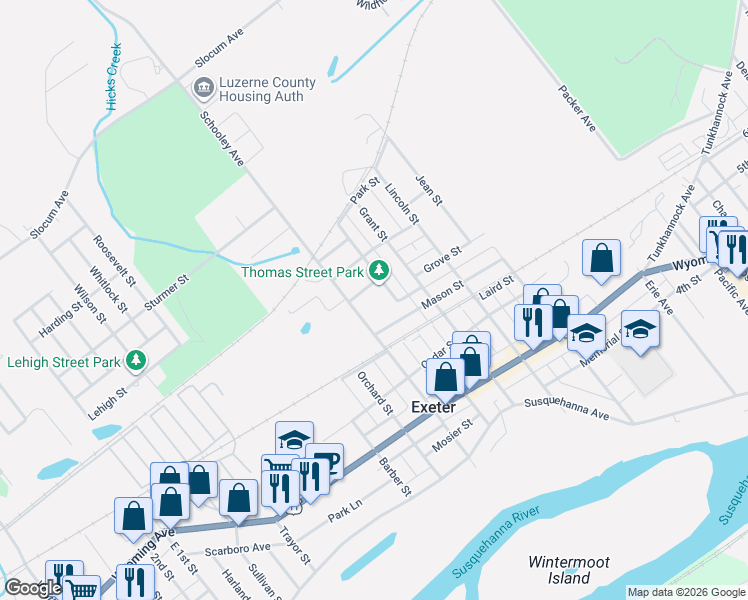 map of restaurants, bars, coffee shops, grocery stores, and more near 222 Schooley Avenue in Exeter