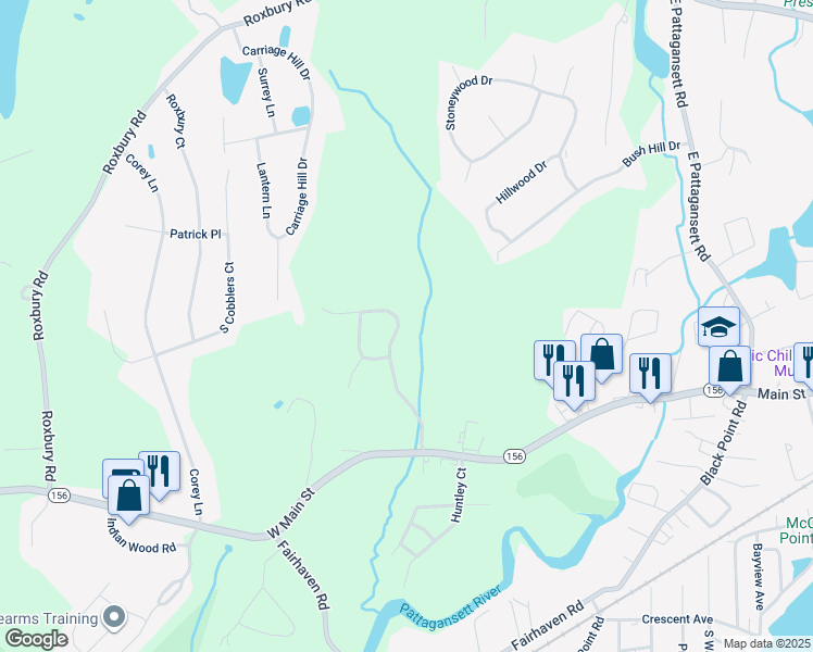 map of restaurants, bars, coffee shops, grocery stores, and more near 97 West Main Street in East Lyme