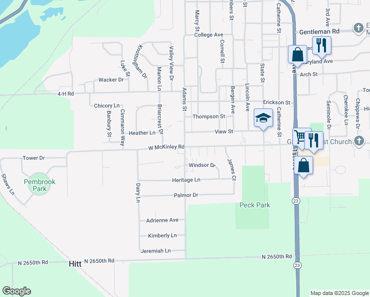 map of restaurants, bars, coffee shops, grocery stores, and more near 1423 Adams Street in Ottawa