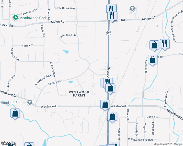 map of restaurants, bars, coffee shops, grocery stores, and more near 12238 Bristol Lane in Strongsville