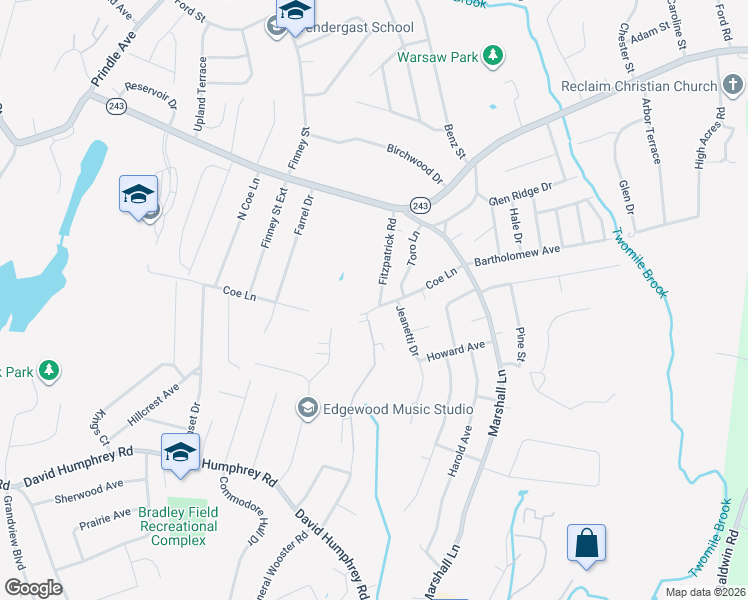 map of restaurants, bars, coffee shops, grocery stores, and more near 16 Fitzpatrick Road in Ansonia