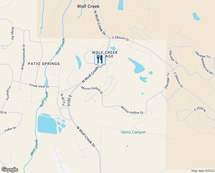 map of restaurants, bars, coffee shops, grocery stores, and more near 3631 North Huntsman Pth in Eden
