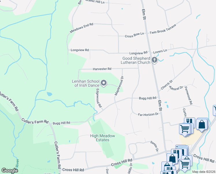 map of restaurants, bars, coffee shops, grocery stores, and more near 22 Crestwood Road in Monroe