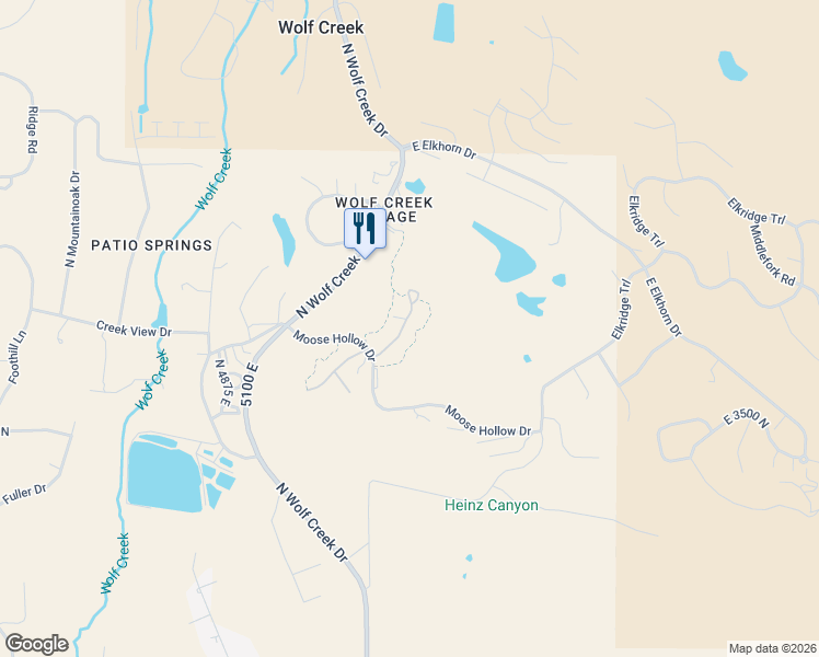 map of restaurants, bars, coffee shops, grocery stores, and more near 5184 East Fairway Loop in Eden