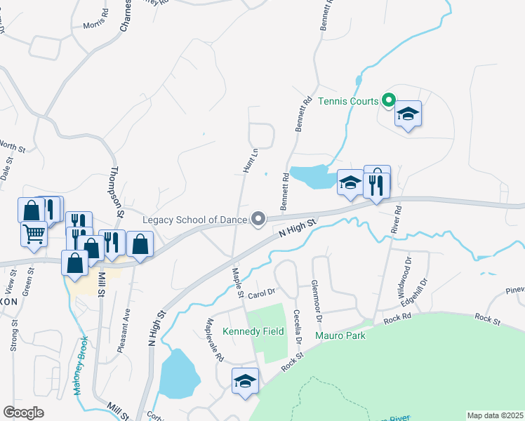 map of restaurants, bars, coffee shops, grocery stores, and more near 421 Foxon Road in East Haven