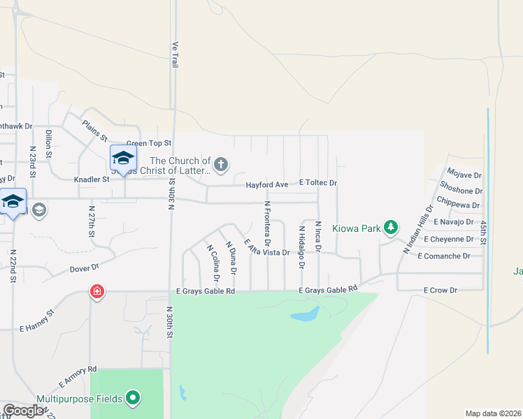 map of restaurants, bars, coffee shops, grocery stores, and more near 1562 North Frontera Drive in Laramie